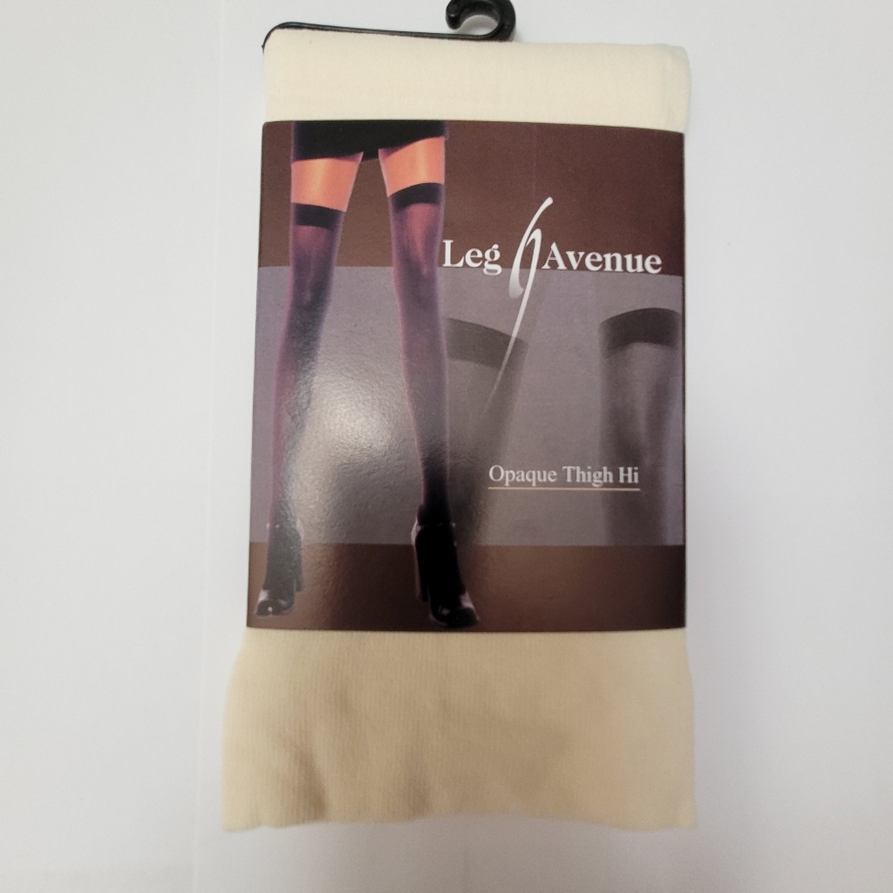 Leg Avenue Cream Opaque Thigh Highs